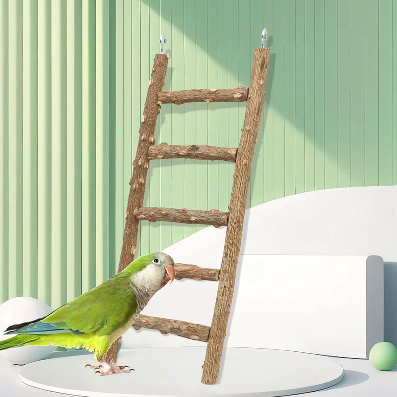 Neeenn Natural Pepper Wood Parrot Ladder, 5-Step Bird Climbing Toys, Suitable for Parrots, Parakeets, Cockatiels - Image 2